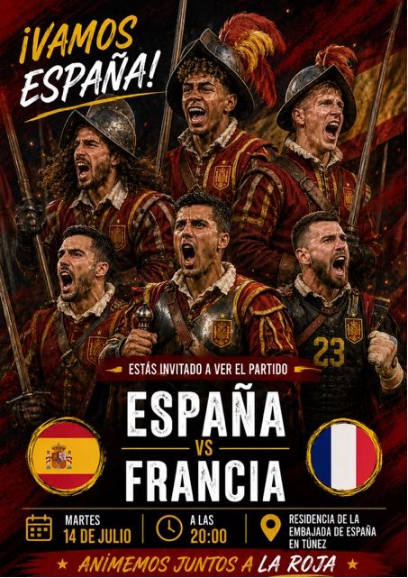 Affiche de la retransmission du match Espagne–France